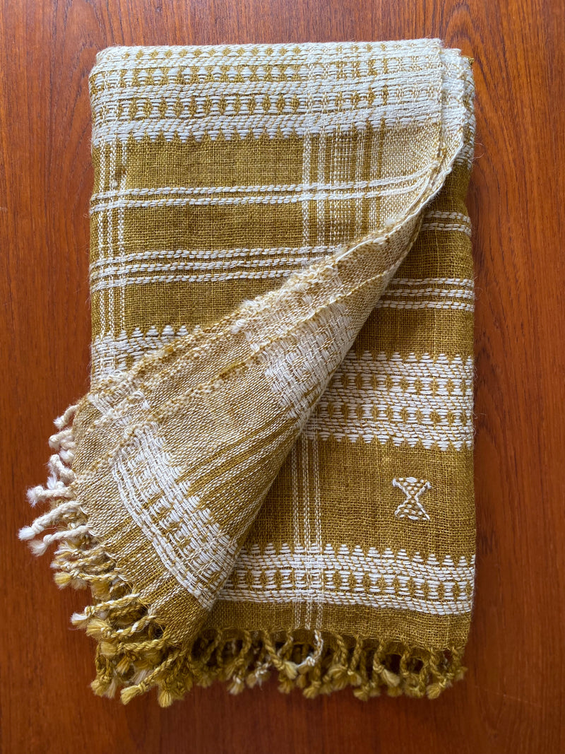 Traditional Indian turmeric golden over-sized woollen shawl